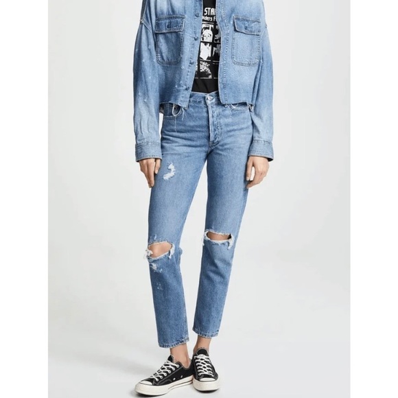 Agolde Jeans Jamie High Rise Classic Distressed Jeans in Angst 26 - Picture 14 of 14